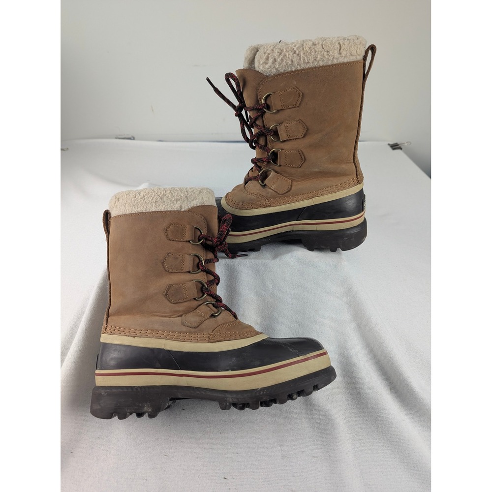 Sorel Caribou Waterproof Winter Boots Buff Brown Black LL5395-242 Womens 7